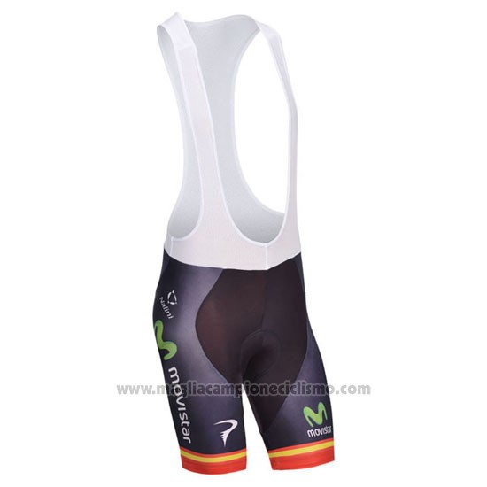 2014 Abbigliamento Ciclismo Movistar Campione Spagna Manica Corta e Salopette